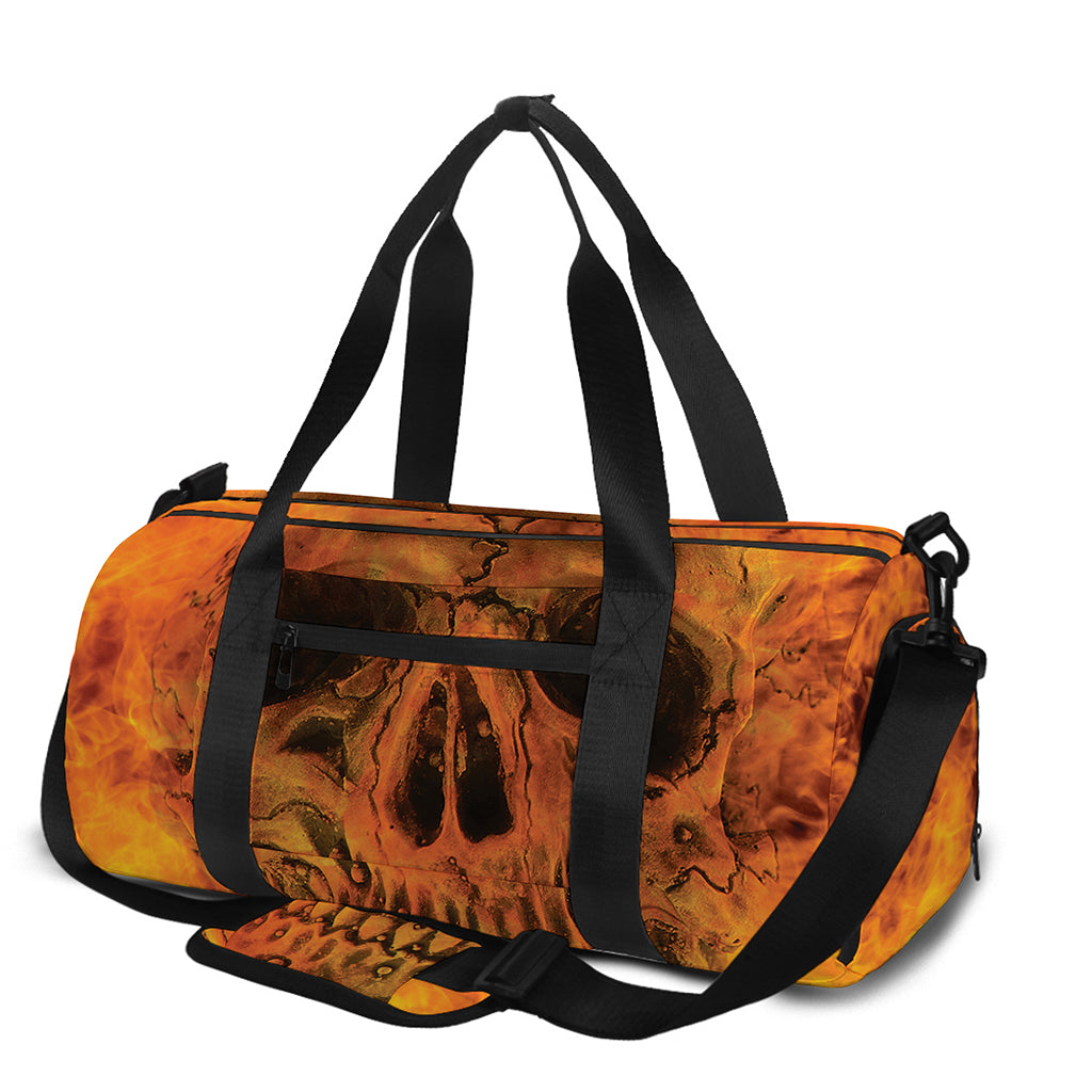 Fire Skull Print Gym Bag