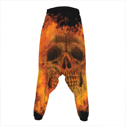 Fire Skull Print Hammer Pants