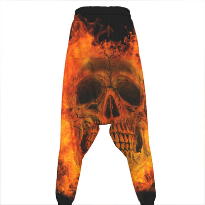 Fire Skull Print Hammer Pants