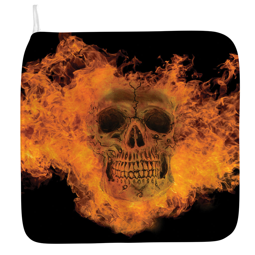 Fire Skull Print Hand Towel