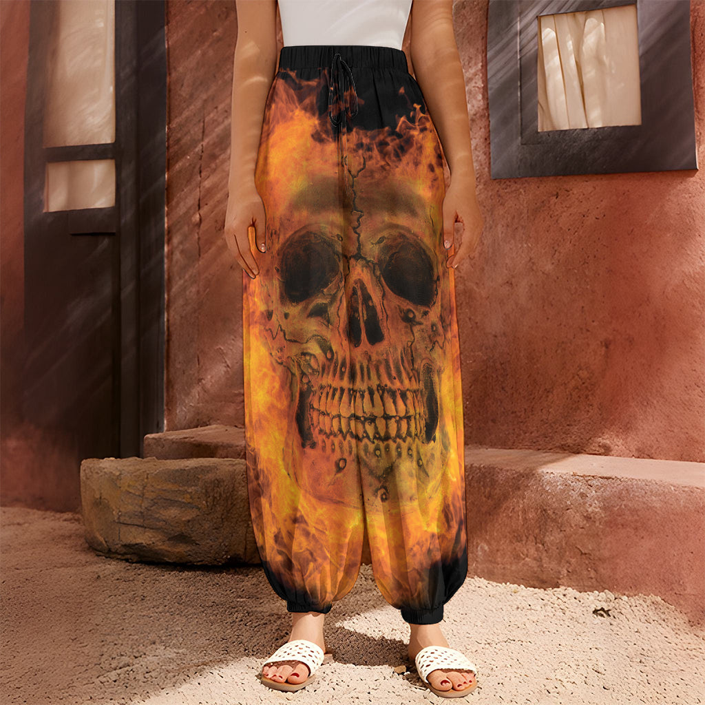 Fire Skull Print Harem Pants