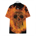 Fire Skull Print Hawaiian Shirt