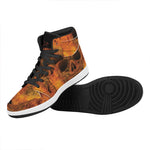 Fire Skull Print High Top Leather Sneakers