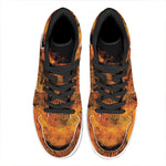 Fire Skull Print High Top Leather Sneakers