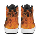 Fire Skull Print High Top Leather Sneakers