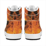 Fire Skull Print High Top Leather Sneakers