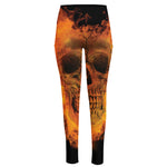 Fire Skull Print High-Waisted Pocket Leggings