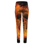 Fire Skull Print High-Waisted Pocket Leggings