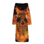 Fire Skull Print Hooded Bathrobe