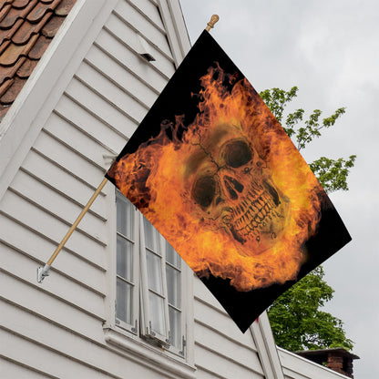Fire Skull Print House Flag