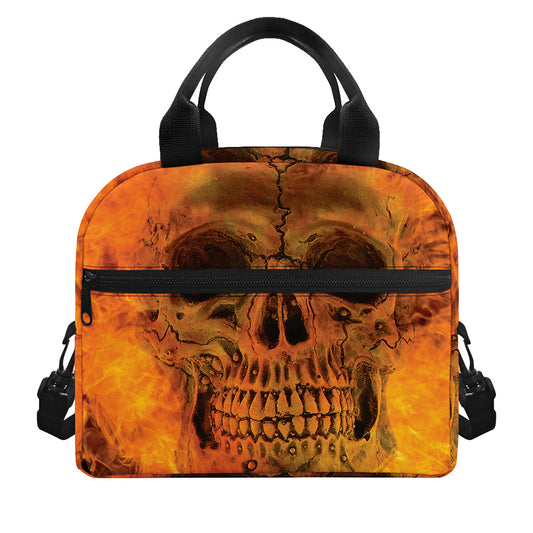 Fire Skull Print Insulated Lunch Bag