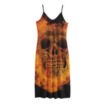Fire Skull Print Jersey Midi Cami Dress