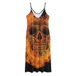 Fire Skull Print Jersey Midi Cami Dress