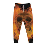 Fire Skull Print Jogger Pants
