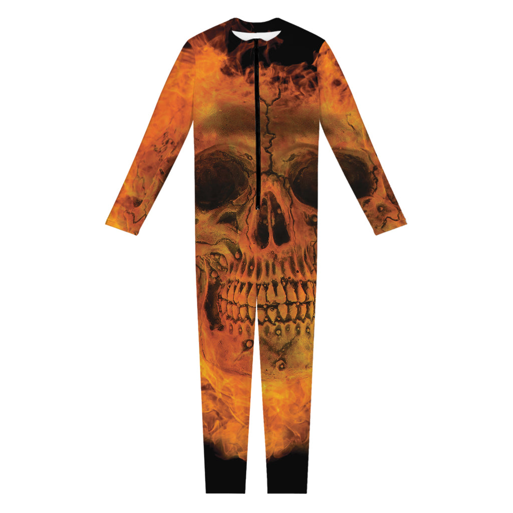 Fire Skull Print Jumpsuit