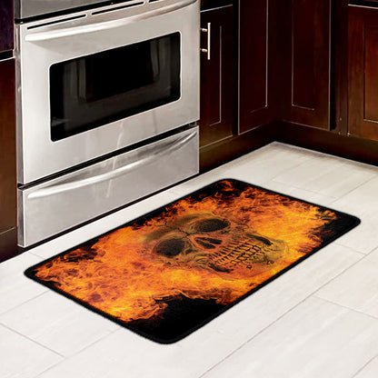 Fire Skull Print Kitchen Mat