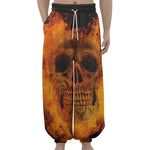 Fire Skull Print Lantern Pants
