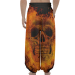 Fire Skull Print Lantern Pants