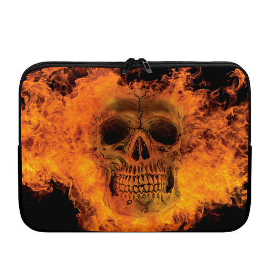 Fire Skull Print Laptop Sleeve