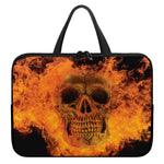 Fire Skull Print Laptop Sleeve With Handle