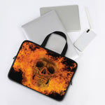 Fire Skull Print Laptop Sleeve With Handle