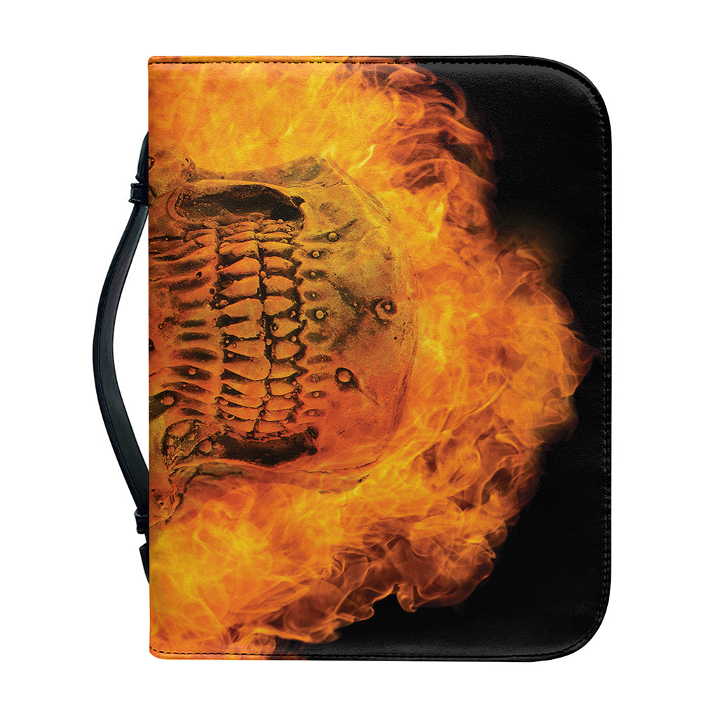 Fire Skull Print Leather Bible Cover