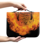 Fire Skull Print Leather Bible Cover