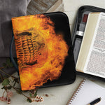 Fire Skull Print Leather Bible Cover