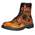 Fire Skull Print Lace-Up Boots