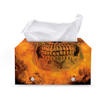 Fire Skull Print Leather Tissue Box Cover