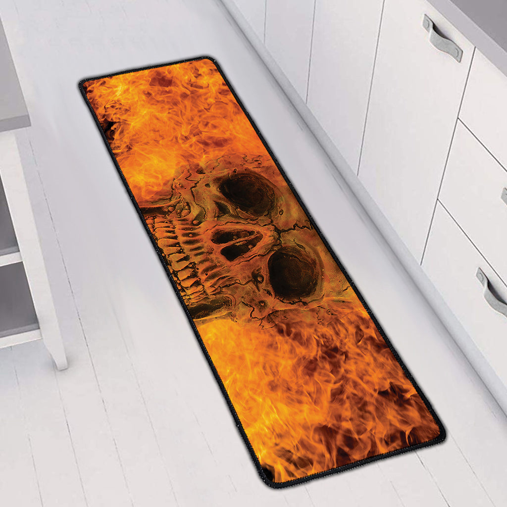 Fire Skull Print Long Kitchen Mat