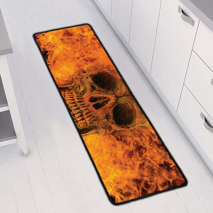 Fire Skull Print Long Kitchen Mat