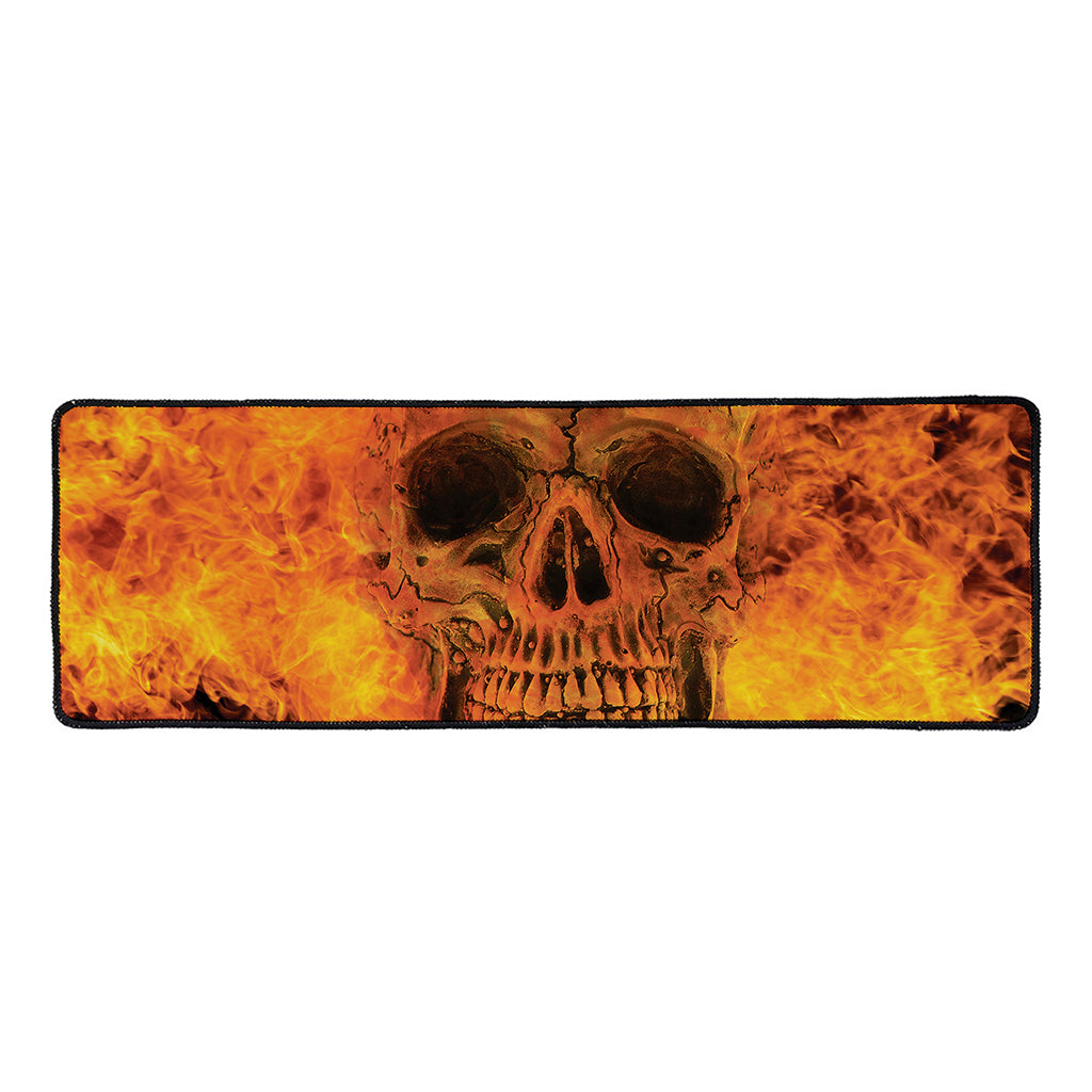 Fire Skull Print Long Kitchen Mat