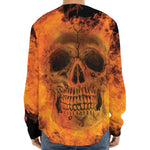 Fire Skull Print Long Sleeve Baseball Jersey