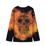 Fire Skull Print Long Sleeve Short Coat