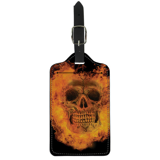 Fire Skull Print Luggage Tag