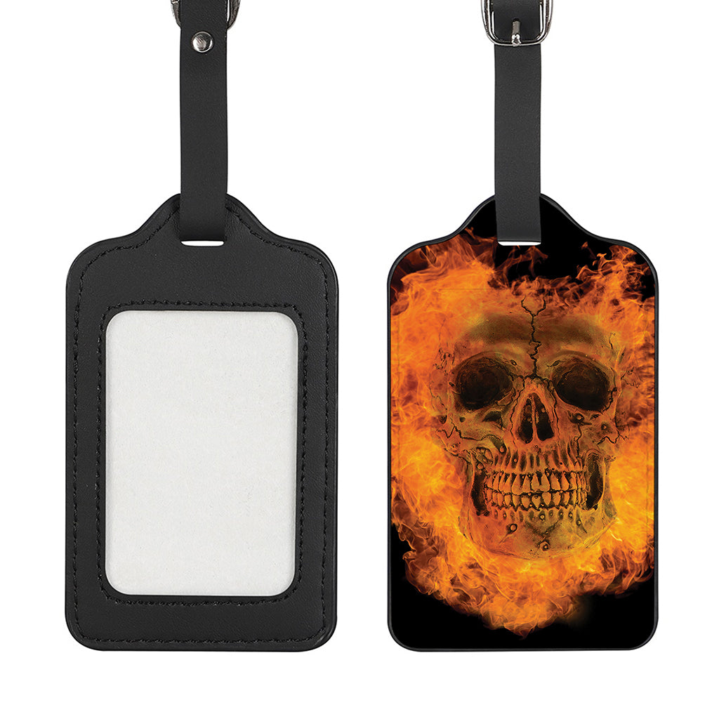 Fire Skull Print Luggage Tag