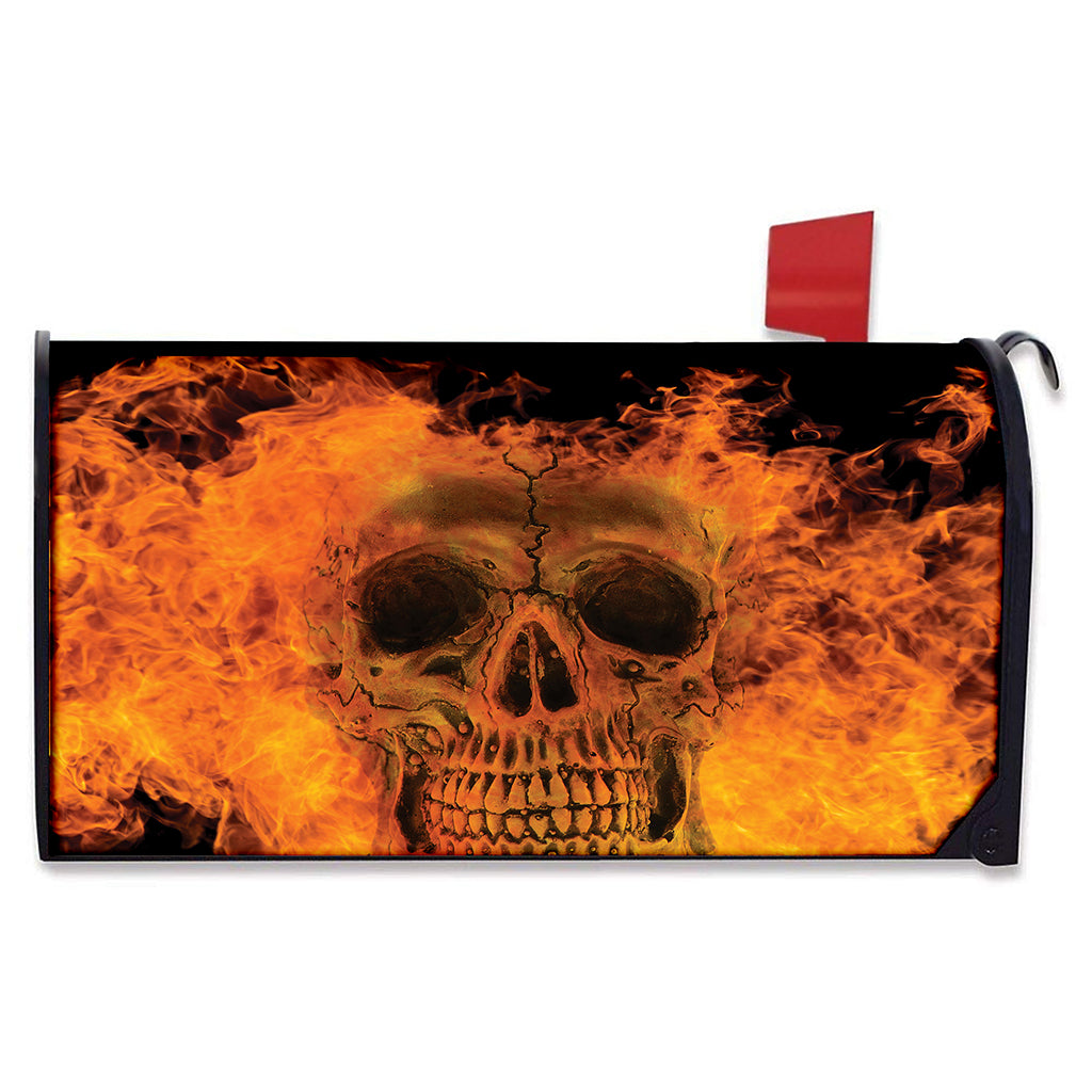 Fire Skull Print Mailbox Cover
