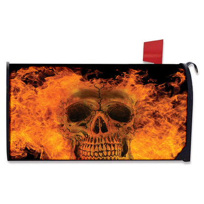 Fire Skull Print Mailbox Cover