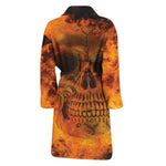Fire Skull Print Men's Bathrobe
