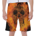Fire Skull Print Men's Beach Shorts