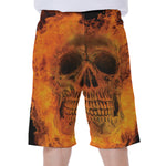 Fire Skull Print Men's Beach Shorts