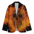 Fire Skull Print Men's Blazer
