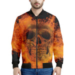 Fire Skull Print Men's Bomber Jacket