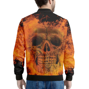 Fire Skull Print Men's Bomber Jacket