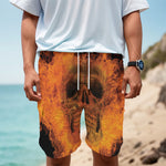 Fire Skull Print Men's Cargo Shorts
