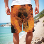 Fire Skull Print Men's Cargo Shorts