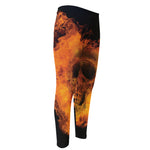 Fire Skull Print Men's Compression Pants