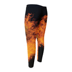 Fire Skull Print Men's Compression Pants