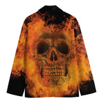 Fire Skull Print Men's Cotton Blazer